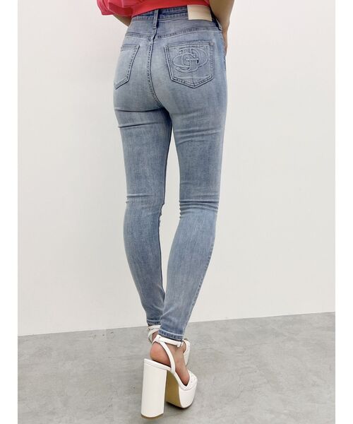 セール】H/W GD embossダメージスキニーデニムパンツ（デニム