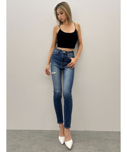 GYDA ダメージ加工 スキニーデニム ジェイダ GYDA M/W TRIANGLEダメージスキニーデニムパンツ