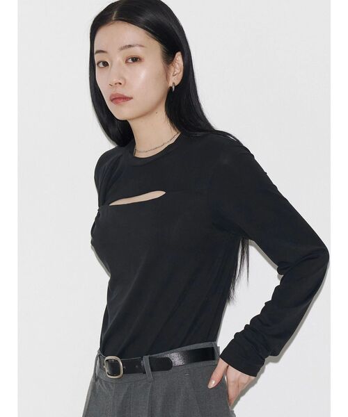 VEQUM（VEQUM）の「【VEQUM】TWIST CUTTING TOPS（Tシャツ/カットソー・レディース・ブラック/ホワイト・FREE）」の12枚目の写真