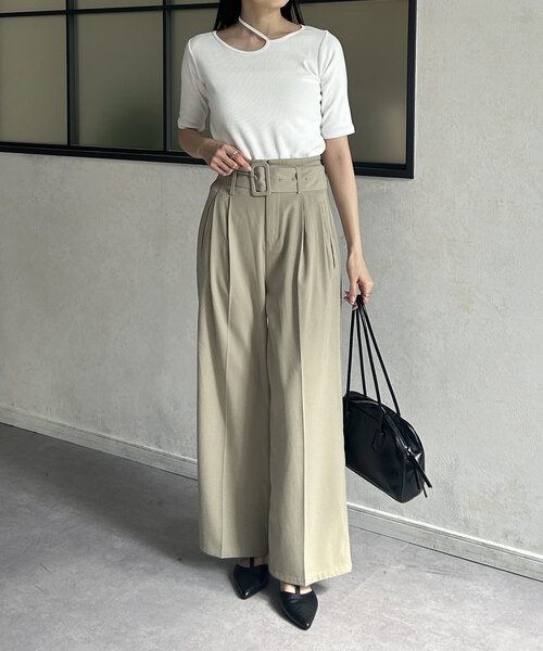 Thevon(ゼボン)の「変形ホルターネック5分袖リブプルオーバー(Tシャツ/カットソー・レディース・ブラウン/ブラック/オリーブ/オフホワイト・FREE)」の10枚目の写真