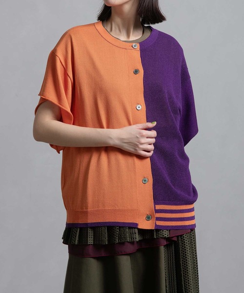 MARECHAL TERRE（マルシャルテル）の「メッシュカーデ（ニット/セーター・レディース・オレンジ/イエロー/ライトパープル/ネイビー・MEDIUM）」の4枚目の写真