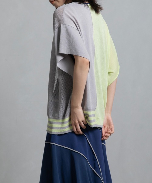 MARECHAL TERRE（マルシャルテル）の「メッシュカーデ（ニット/セーター・レディース・オレンジ/イエロー/ライトパープル/ネイビー・MEDIUM）」の5枚目の写真