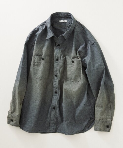 JOURNAL STANDARD relume(ジャーナルスタンダード レリューム)の「HOUSE HOLD / ハウスホールド オーバーサイズ シャンブレー シャツ(シャツ/ブラウス・メンズ・グリーン/サックスブルー/ブラック・LARGE/MEDIUM)」の1枚目の写真