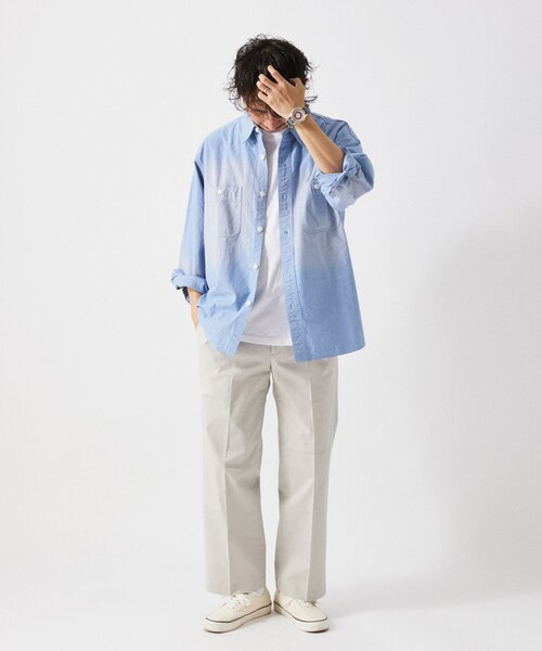 JOURNAL STANDARD relume(ジャーナルスタンダード レリューム)の「HOUSE HOLD / ハウスホールド オーバーサイズ シャンブレー シャツ(シャツ/ブラウス・メンズ・グリーン/サックスブルー/ブラック・LARGE/MEDIUM)」の14枚目の写真
