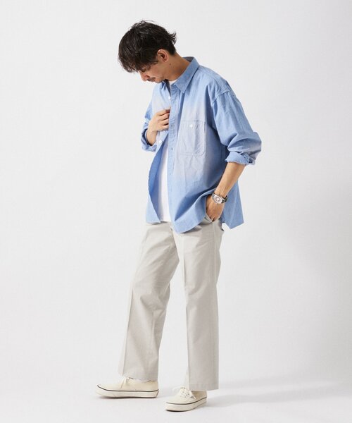 JOURNAL STANDARD relume(ジャーナルスタンダード レリューム)の「HOUSE HOLD / ハウスホールド オーバーサイズ シャンブレー シャツ(シャツ/ブラウス・メンズ・グリーン/サックスブルー/ブラック・LARGE/MEDIUM)」の16枚目の写真