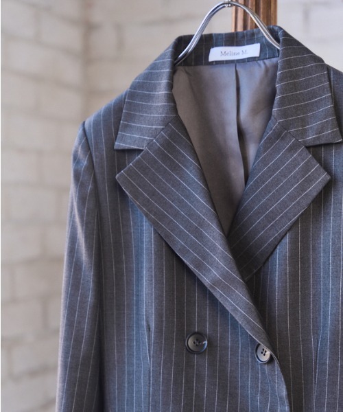 Meline M(メリンエム)の「Timeless Modern Stripe Jacket タイムレスモダンストライプジャケット(テーラードジャケット・レディース・グレー・FREE)」の6枚目の写真