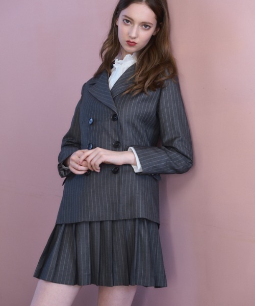 Meline M(メリンエム)の「Timeless Modern Stripe Jacket タイムレスモダンストライプジャケット(テーラードジャケット・レディース・グレー・FREE)」の18枚目の写真