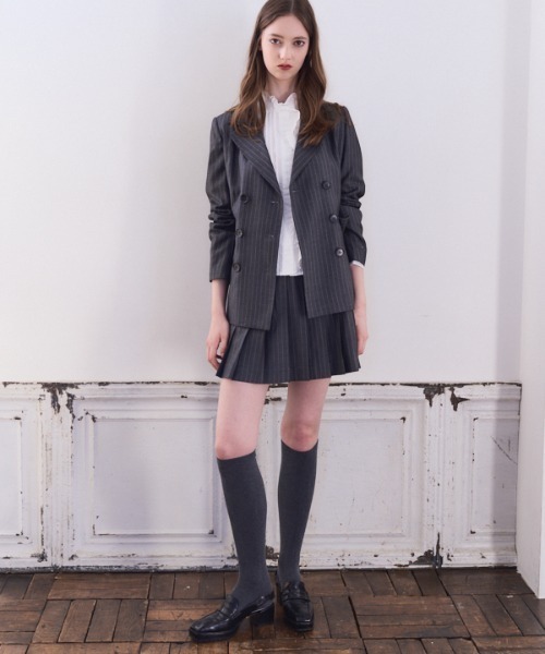 Meline M(メリンエム)の「Timeless Modern Stripe Jacket タイムレスモダンストライプジャケット(テーラードジャケット・レディース・グレー・FREE)」の17枚目の写真