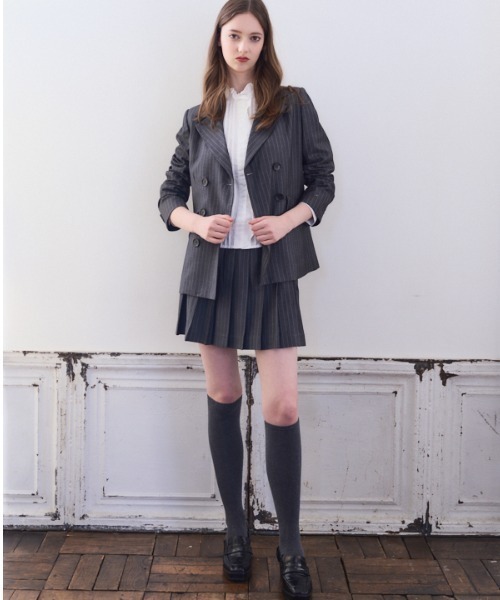 Meline M(メリンエム)の「Timeless Modern Stripe Jacket タイムレスモダンストライプジャケット(テーラードジャケット・レディース・グレー・FREE)」の14枚目の写真