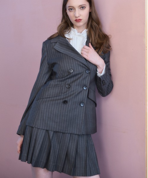 Meline M(メリンエム)の「Timeless Modern Stripe Jacket タイムレスモダンストライプジャケット(テーラードジャケット・レディース・グレー・FREE)」の19枚目の写真