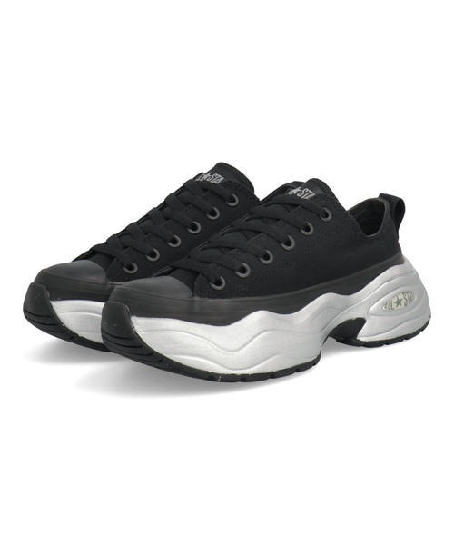 CONVERSE(コンバース)の「converse コンバース ALL STAR R SURGETRAINER MT OX レディーススニーカー 厚底(オールスターRサージトレーナーMTOX) 31313920 ブラック/メタリックシルバー(スニーカー・レディース・ブラック×グレー・22.5cm/23.0cm/23.5cm/24.0cm/24.5cm/25.0cm)」の1枚目の写真