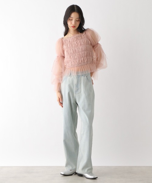 Heather（ヘザー）の「シャーリングチュールブラウス　327109（シャツ/ブラウス・レディース・ピンク/アイボリー/チャコールグレー・FREE）」の15枚目の写真