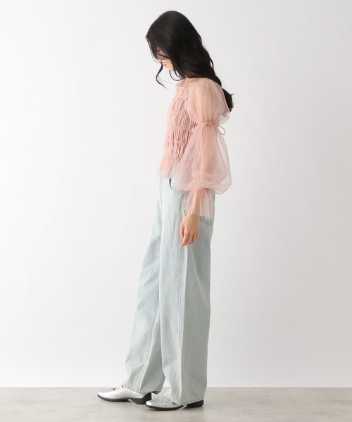 セール】シャーリングチュールブラウス 327109（シャツ/ブラウス