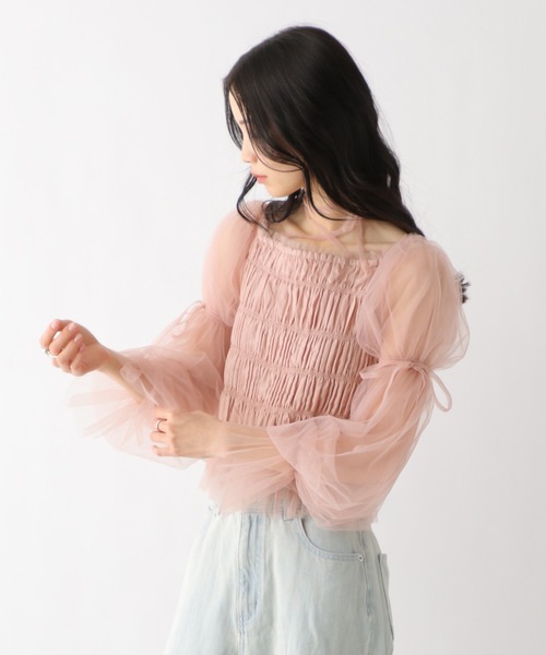 Heather（ヘザー）の「シャーリングチュールブラウス　327109（シャツ/ブラウス・レディース・ピンク/アイボリー/チャコールグレー・FREE）」の19枚目の写真