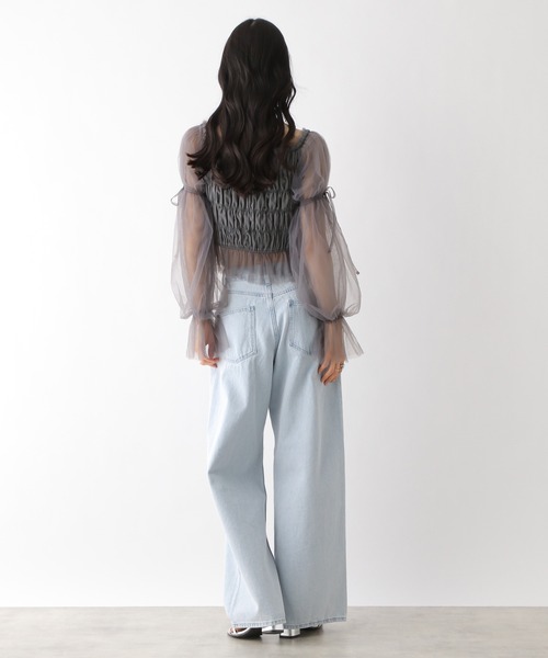 セール】シャーリングチュールブラウス 327109（シャツ/ブラウス