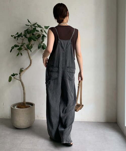 DouDou リヨセル　デニムオーバーオール ジッパー付き 新色追加】リヨセルデニムオールインワン（つなぎ