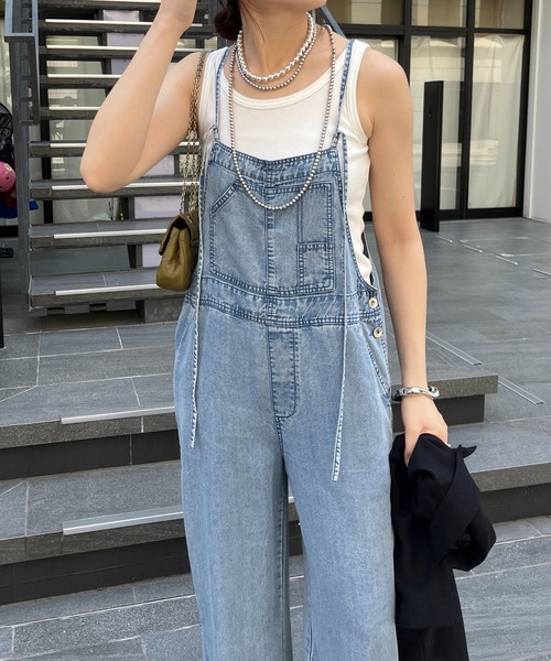 DouDou（ドゥドゥ）の「【新色追加】リヨセルデニムオールインワン（つなぎ/オールインワン・レディース・ブルー/ブラック・FREE/TM）」の4枚目の写真