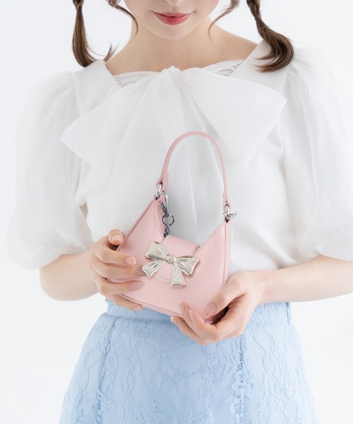 DearMyLoveRose（ディアマイラブローズ）の「リボンモチーフ2wayハンドバッグ（トートバッグ・レディース・シルバー/ブラック系その他/ベビーピンク/ピンク系その他/ブラック/ホワイト/ホワイト系その他・FREE）」の5枚目の写真