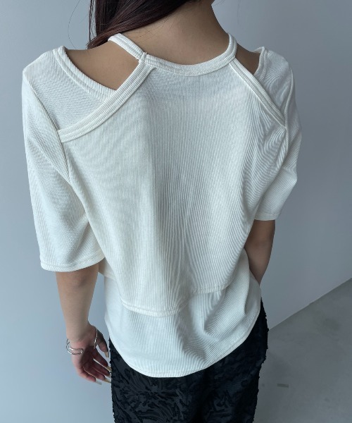AIC.(エーアイシー)の「ホルターレイヤードリブトップス(Tシャツ/カットソー・レディース・アイボリー/ブラック・FREE)」の18枚目の写真