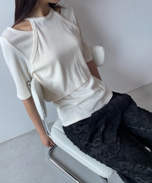 AIC.(エーアイシー)の「ホルターレイヤードリブトップス(Tシャツ/カットソー・レディース・アイボリー/ブラック・FREE)」の19枚目の写真