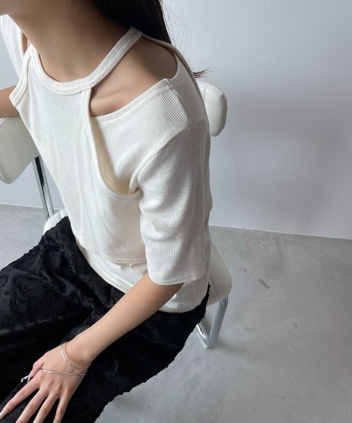 AIC.(エーアイシー)の「ホルターレイヤードリブトップス(Tシャツ/カットソー・レディース・アイボリー/ブラック・FREE)」の21枚目の写真
