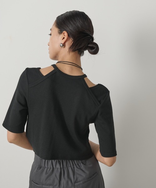 tシャツ ホルターネックレイヤードリブTOP レディース セール】【forksy.】ホルターネック リブ レイヤードトップス（T