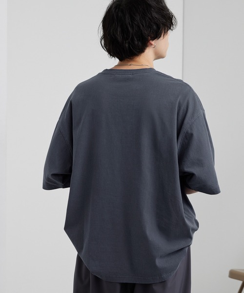 ピグメント加工ワンポイント刺繍オーバーサイズ半袖Tシャツ MONO-MART