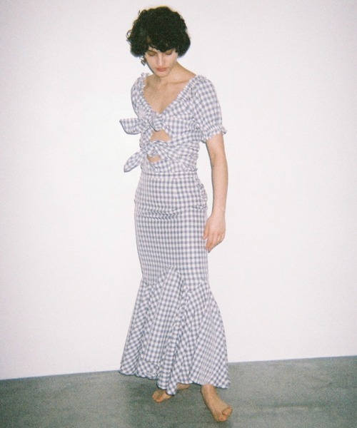 HONEY MI HONEY(ハニーミーハニー)の「ribbon frill long skirt(スカート・レディース・ブラック/チェック/ホワイト・FREE)」の8枚目の写真