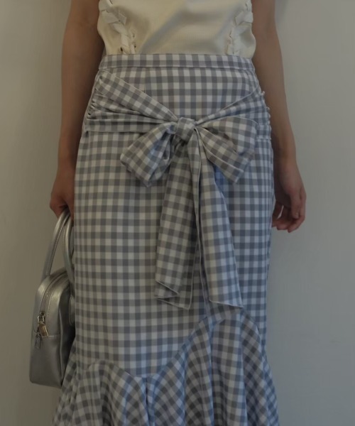HONEY MI HONEY(ハニーミーハニー)の「ribbon frill long skirt(スカート・レディース・ブラック/チェック/ホワイト・FREE)」の21枚目の写真