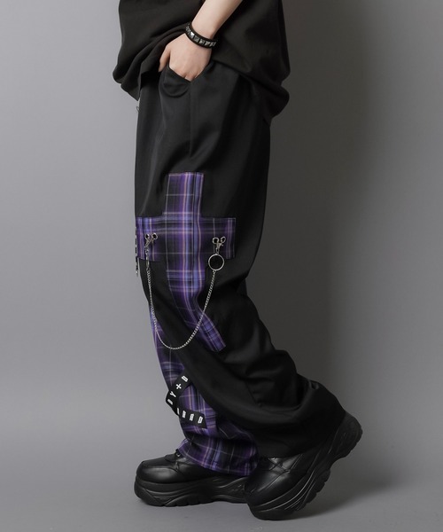 DARRDY（ダーディー）の「【DARRDY/ダーディー】アシンメトリーワイドパンツ/チェック（その他パンツ・レディース・パープル/ブルー/レッド・ONESIZE）」の5枚目の写真