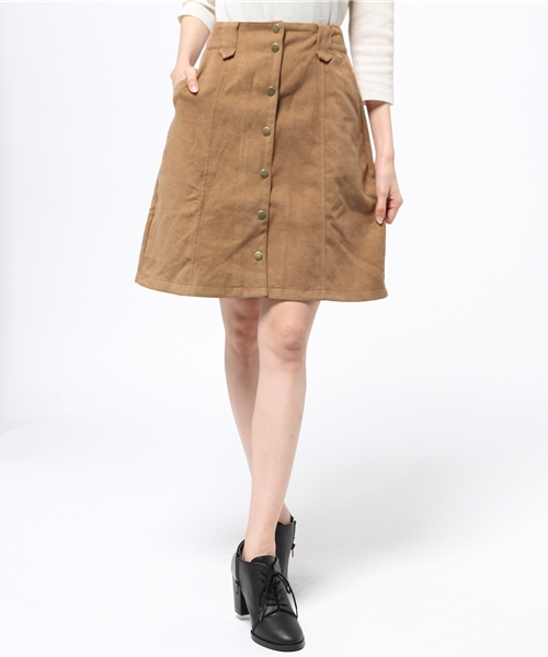 mystic（ミスティック）の「【mystic】フェイクスエード台形スカート（スカート・レディース・ブラック/グレー/レッド/キャメル・1/2）」の4枚目の写真