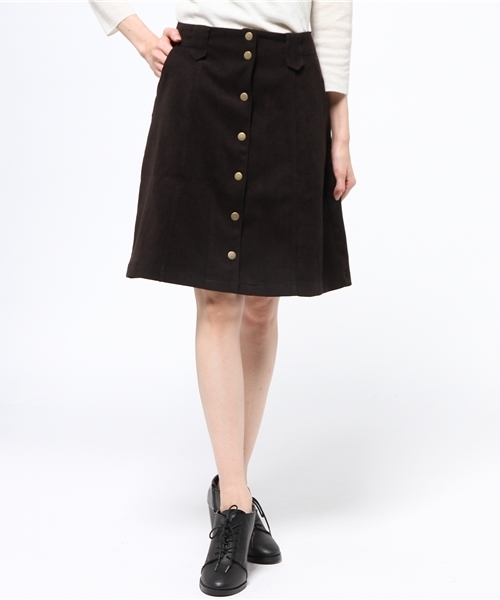mystic（ミスティック）の「【mystic】フェイクスエード台形スカート（スカート・レディース・ブラック/グレー/レッド/キャメル・1/2）」の2枚目の写真
