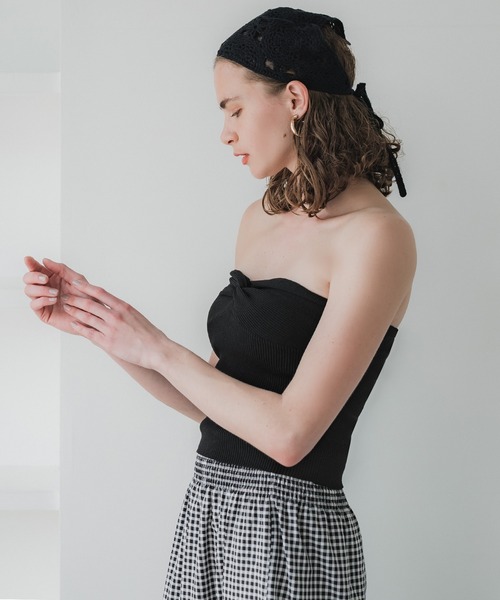 coca（coca）（コカ）の「ポリウーリーニットビスチェ（チューブトップ・レディース・ブラック/レッド・S/M/L）」の11枚目の写真