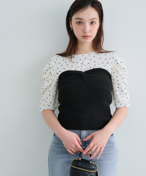 ohotoro mixtubeknit チューブニット　ビスチェ ブラック mixed tube knit | OHOTORO