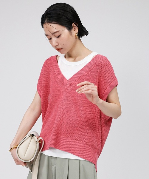 BABYLONE(バビロン)の「ペーパー混アゼベスト(ベスト・レディース・ピンク/ライトベージュ/ブラック・フリー)」の12枚目の写真