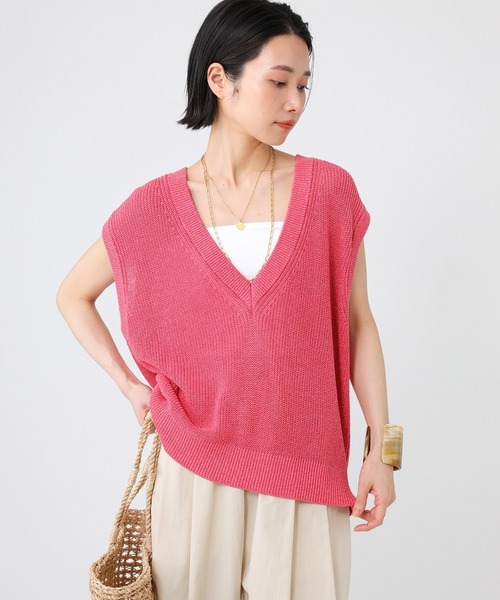 BABYLONE(バビロン)の「ペーパー混アゼベスト(ベスト・レディース・ピンク/ライトベージュ/ブラック・フリー)」の5枚目の写真