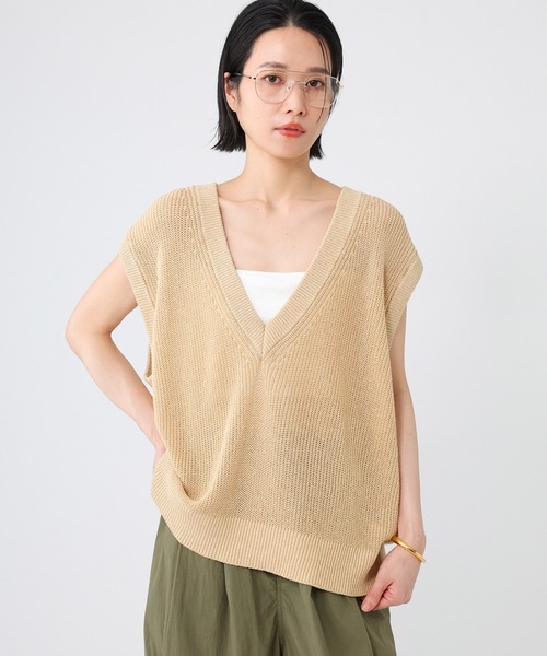 BABYLONE(バビロン)の「ペーパー混アゼベスト(ベスト・レディース・ピンク/ライトベージュ/ブラック・フリー)」の13枚目の写真