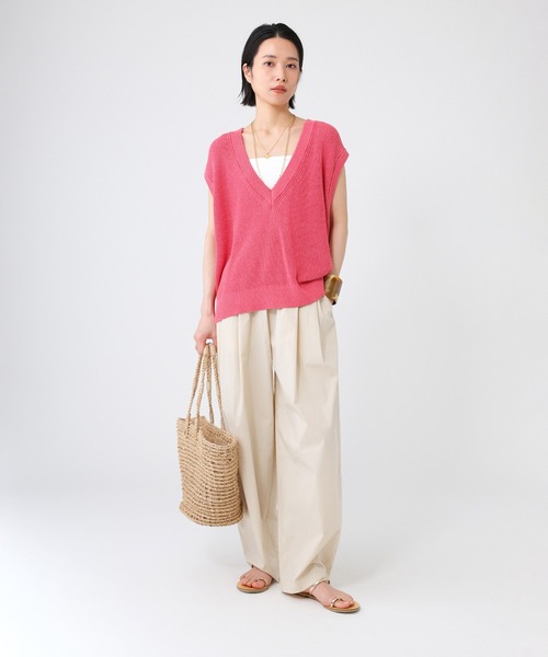 BABYLONE(バビロン)の「ペーパー混アゼベスト(ベスト・レディース・ピンク/ライトベージュ/ブラック・フリー)」の9枚目の写真