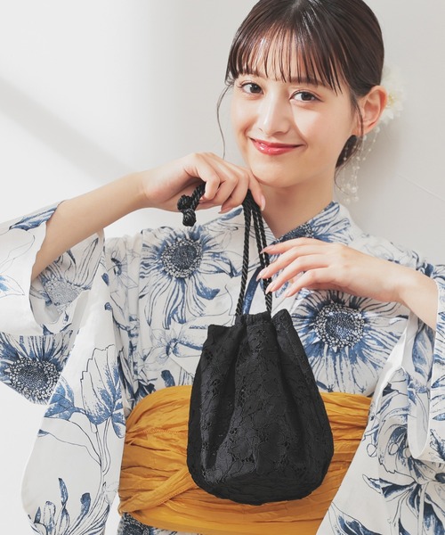 Honeys（ハニーズ）の「浴衣巾着（和装小物・レディース・ブラック系その他/アイボリー系/ピンク系その他/アイボリー・FREE）」の3枚目の写真