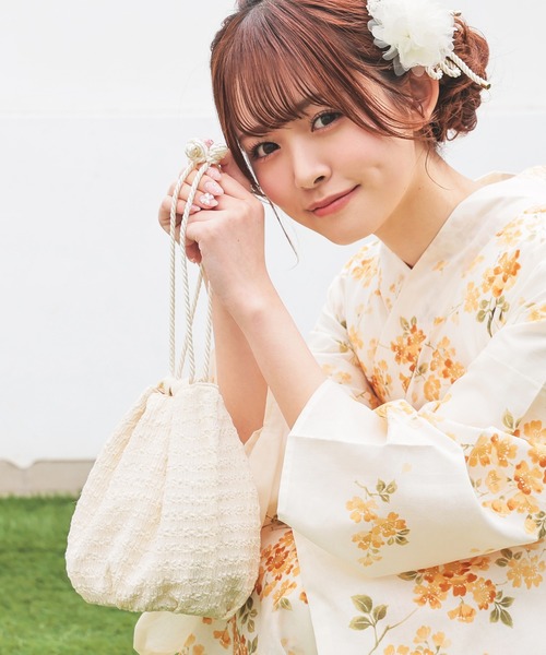 Honeys（ハニーズ）の「浴衣巾着（和装小物・レディース・ブラック系その他/アイボリー系/ピンク系その他/アイボリー・FREE）」の2枚目の写真