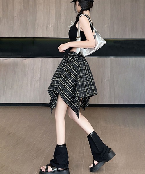 PRIVATE BEACH(プライベートビーチ)の「チェック柄ウエストリボンミニスカート スカパン(スカート・レディース・ホワイト/ブラック/ライトベージュ・S/M/L)」の10枚目の写真