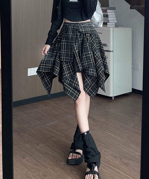 PRIVATE BEACH(プライベートビーチ)の「チェック柄ウエストリボンミニスカート スカパン(スカート・レディース・ホワイト/ブラック/ライトベージュ・S/M/L)」の11枚目の写真