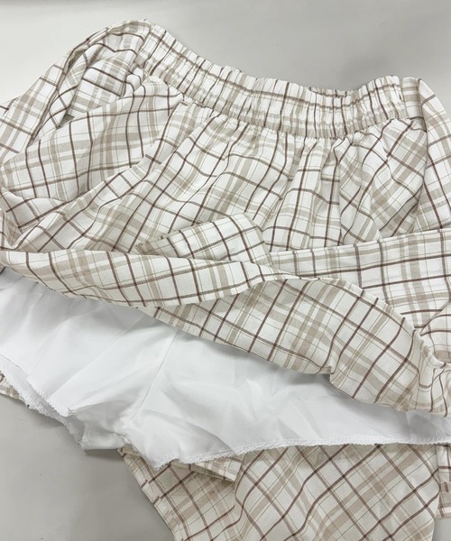 PRIVATE BEACH(プライベートビーチ)の「チェック柄ウエストリボンミニスカート スカパン(スカート・レディース・ホワイト/ブラック/ライトベージュ・S/M/L)」の8枚目の写真