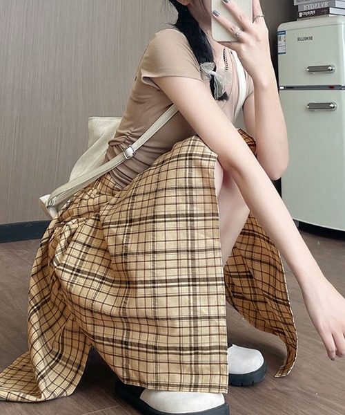 PRIVATE BEACH(プライベートビーチ)の「チェック柄ウエストリボンミニスカート スカパン(スカート・レディース・ホワイト/ブラック/ライトベージュ・S/M/L)」の17枚目の写真