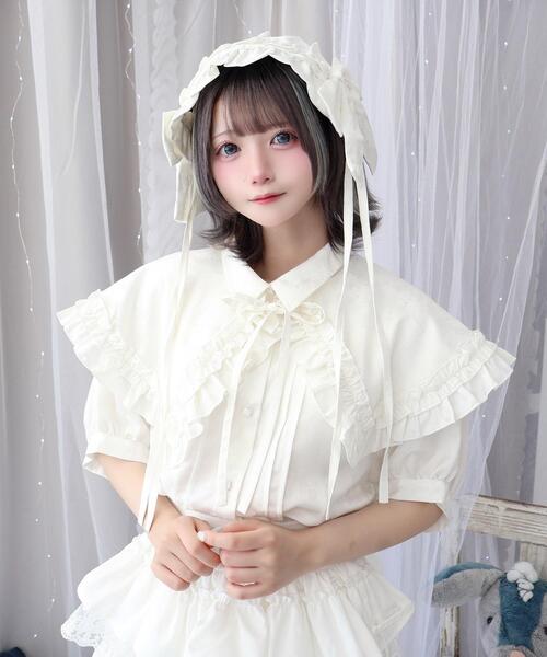 Whinny(ホワイニー)の「Whinny/《2WAY仕様♪》プリティラブアゲMAX(シャツ/ブラウス・レディース・ホワイト/サックスブルー/ブラック・FREE)」の2枚目の写真