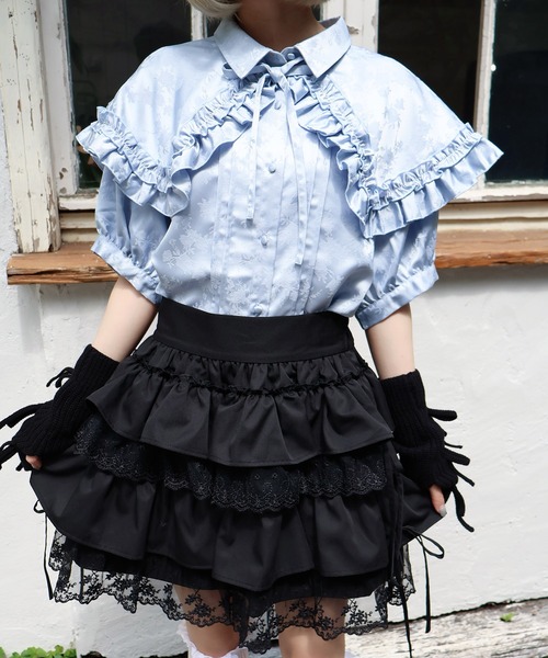 Whinny(ホワイニー)の「Whinny/《2WAY仕様♪》プリティラブアゲMAX(シャツ/ブラウス・レディース・ホワイト/サックスブルー/ブラック・FREE)」の7枚目の写真