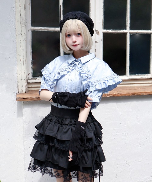 Whinny(ホワイニー)の「Whinny/《2WAY仕様♪》プリティラブアゲMAX(シャツ/ブラウス・レディース・ホワイト/サックスブルー/ブラック・FREE)」の5枚目の写真