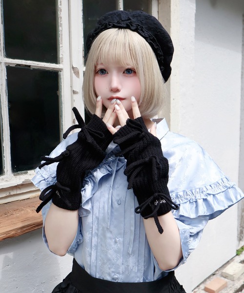 Whinny(ホワイニー)の「Whinny/《2WAY仕様♪》プリティラブアゲMAX(シャツ/ブラウス・レディース・ホワイト/サックスブルー/ブラック・FREE)」の6枚目の写真