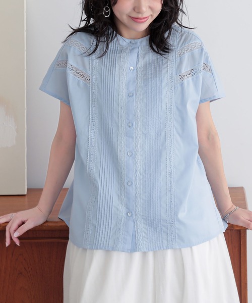 n'OrLABEL(ノアールレーベル)の「ピンタックレース半袖ブラウス(シャツ/ブラウス・レディース・ブラック/オフホワイト/ブルー・1/2)」の17枚目の写真
