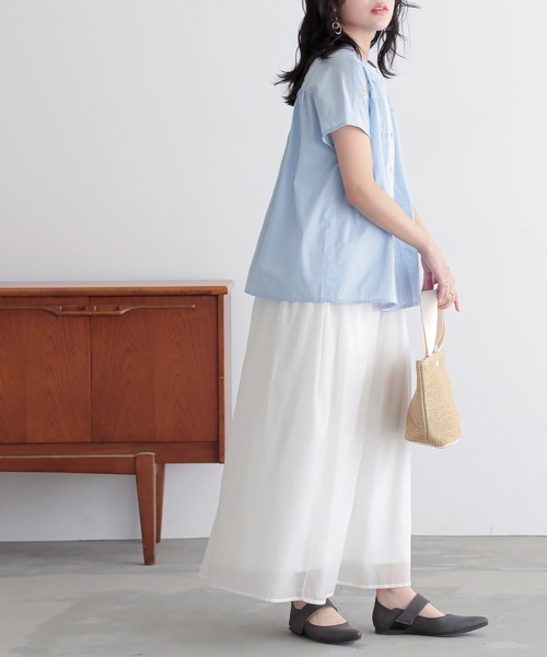 n'OrLABEL(ノアールレーベル)の「ピンタックレース半袖ブラウス(シャツ/ブラウス・レディース・ブラック/オフホワイト/ブルー・1/2)」の18枚目の写真